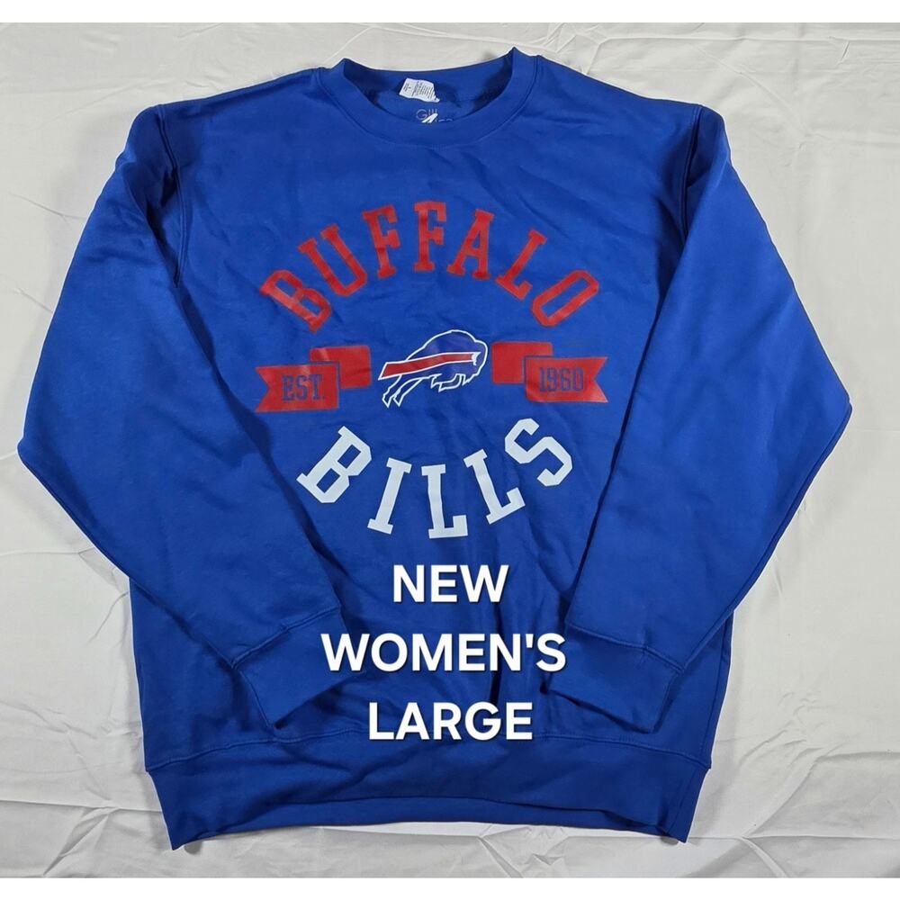 NEW WOMENS LARGE BUFFALO BILLS FOOTBALL SWEATSHIRT FLEECE PULLOVER G-III 4HER